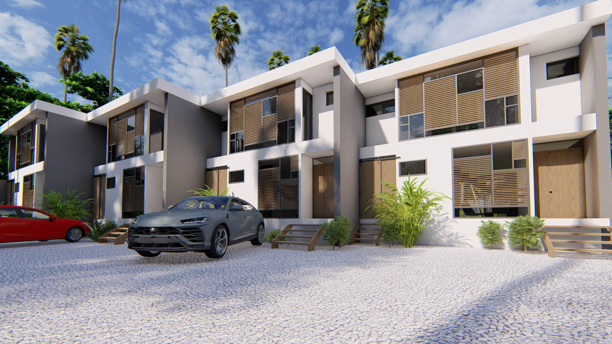 Contemporary townhouse close to the beach .